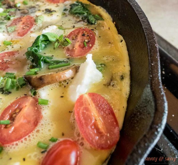 Spinach, mushroom, feta, tomato Frittata