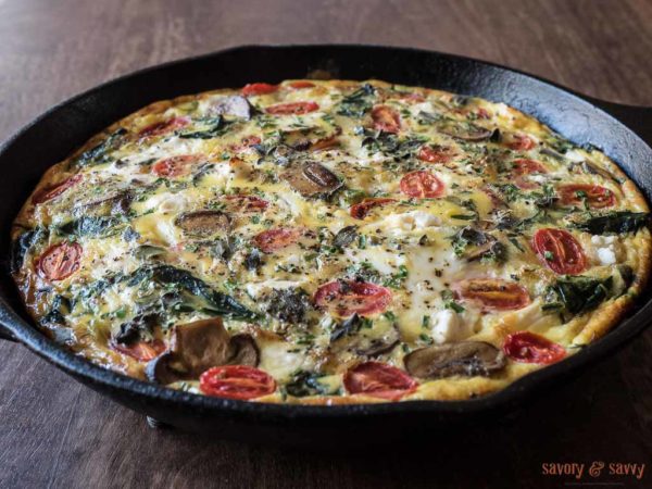 Spinach, mushroom, feta, tomato Frittata